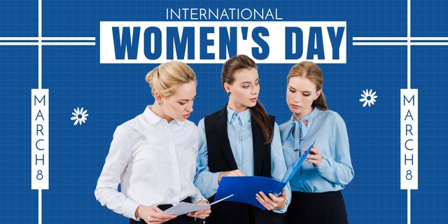 International Women's Day with Businesswomen Twitter Šablona návrhu