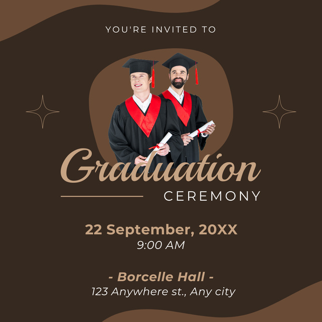 Plantilla de diseño de Graduation Ceremony Announcement on Brown Instagram 