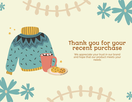 Thanks for Purchase of Knitted Item Thank You Card 5.5x4in Horizontal Design Template