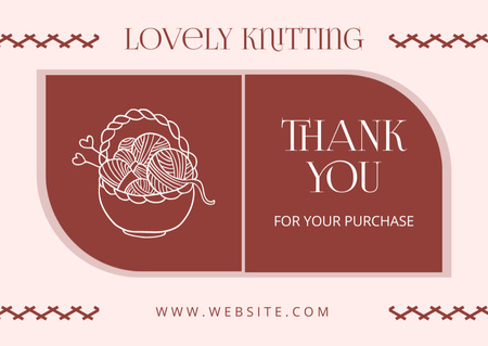 Knitting Purchase Offer With Yarn In Basket Card Design Template