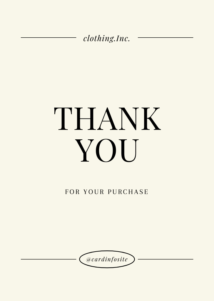 Thanks for Purchase on Beige Minimalist Postcard A6 Vertical Design Template