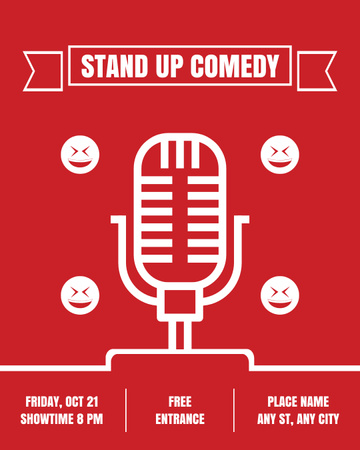 Szablon projektu Stand-up Show Ad with Microphone and Stickers Instagram Post Vertical