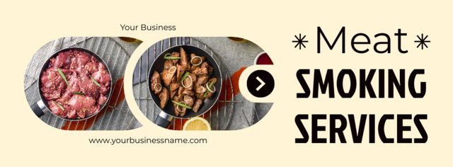 Meat Smoking Services Offer on Yellow Facebook cover Design Template