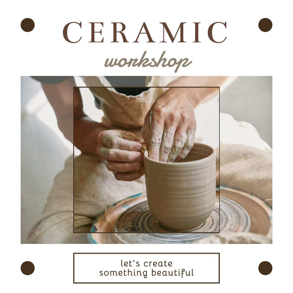Designvorlage Ceramic Workshop Announcement In White für Instagram