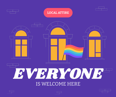 Designvorlage Unterstützender Bekleidungsladen heißt LGBT-Gemeinschaft mit Flagge willkommen für Facebook