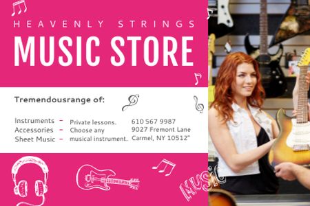 Music Store Offer with Female Consultant Gift Certificate Design Template