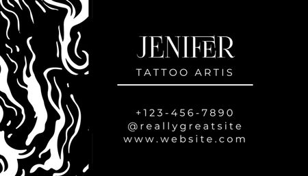 Platilla de diseño Curved Ornament And Tattoo Studio Service Offer Business Card US