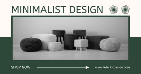 Plantilla de diseño de Muebles de Diseño Minimalista Gris y Verde Facebook AD 