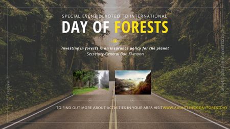 International Day of Forests Event Forest Road View Title tervezősablon