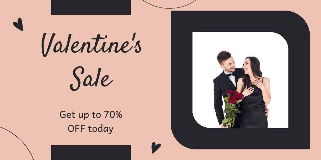 Valentine's Day Sale with Couple in Black Outfits Twitter – шаблон для дизайну