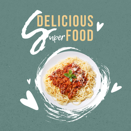 Designvorlage Food Delivery Offer with Spaghetti on Plate für Instagram