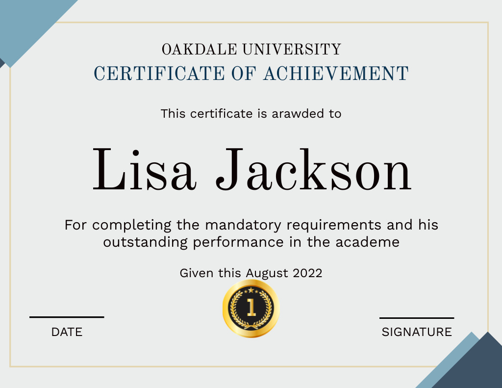 Distinguished Recognition for Performance Achievement Certificate Design Template