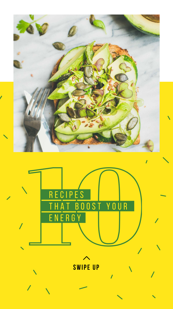 Toast with raw Avocado and seeds Instagram Story Design Template