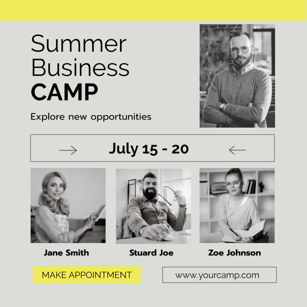 Business Camp Announcement Instagram Πρότυπο σχεδίασης