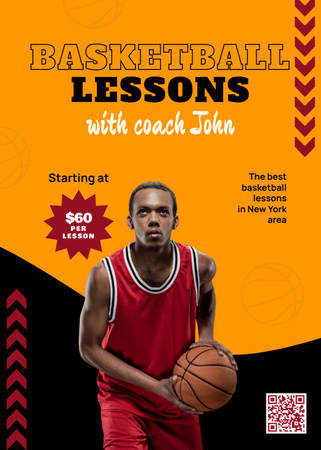 Уроки баскетбола с профессиональным тренером Flayer – шаблон для дизайна