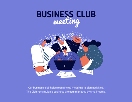 Business Club Meeting with Laptop Flyer 8.5x11in Horizontal Design Template