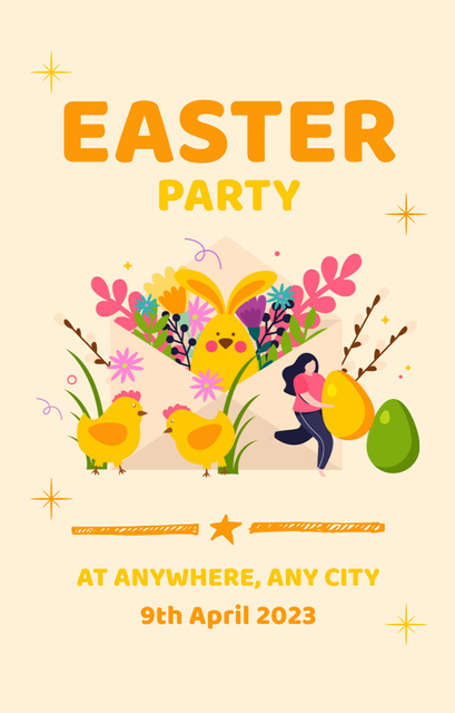 Plantilla de diseño de Bright Illustration of Easter Party Advertisement Invitation 4.6x7.2in 