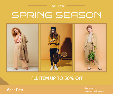 Collage with Spring Fashion Sale Facebook Design Template