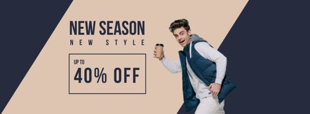 Discount Offer with Stylish Guy Facebook coverデザインテンプレート