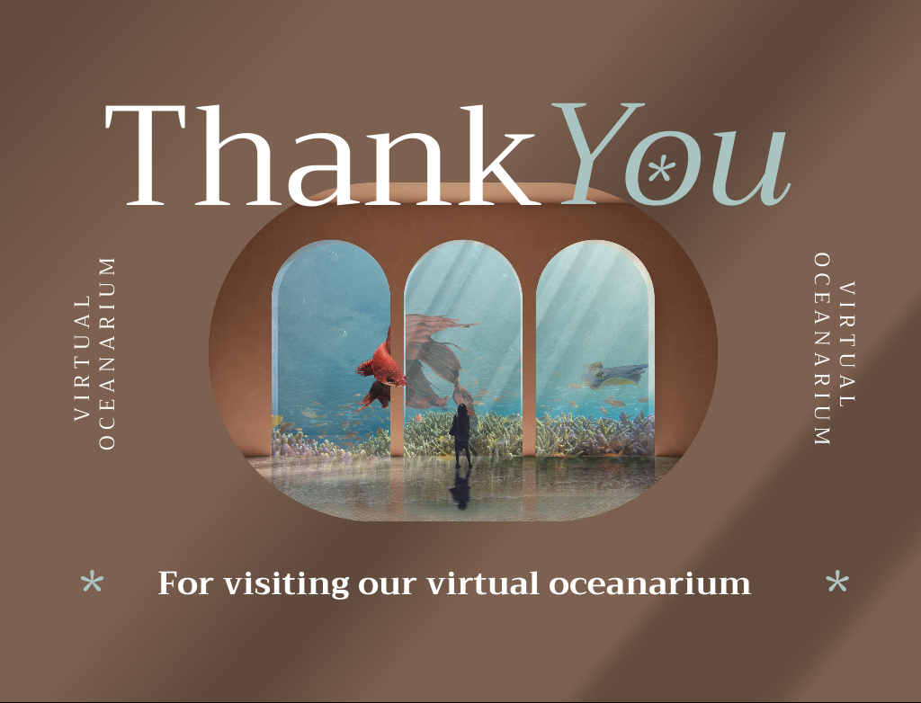 Virtual Oceanarium Ad with Collage Postcard 4.2x5.5in – шаблон для дизайну