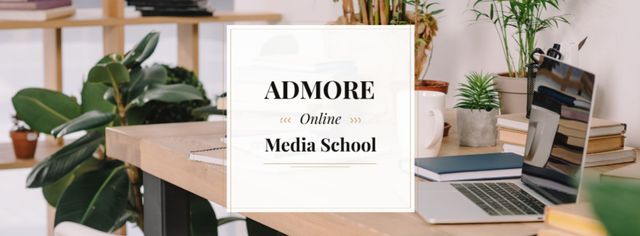 Modèle de visuel Online media school Offer - Facebook cover
