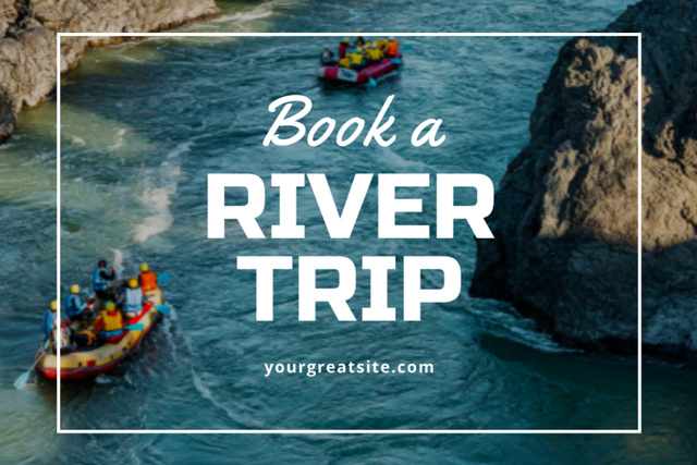 Adventurous Rafting And River Trip Promotion With Booking Postcard 4x6inデザインテンプレート