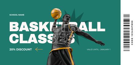 Ontwerpsjabloon van Coupon Din Large van Ondersteunende basketballessenpromotie tegen gereduceerde prijs