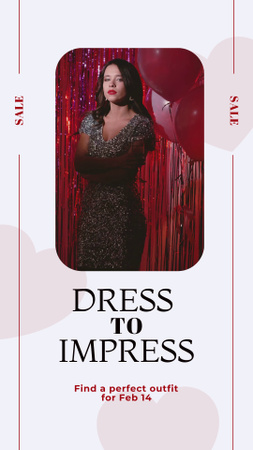 Designvorlage Sparkling Dresses Sale Offer For Valentine`s Day für Instagram Video Story