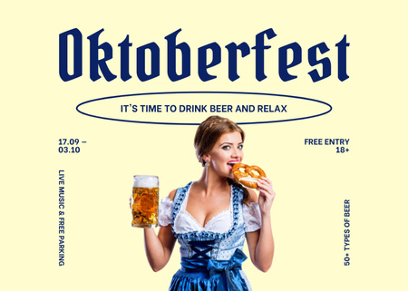 Plantilla de diseño de Oktoberfest Celebration Announcement Flyer 5x7in Horizontal 