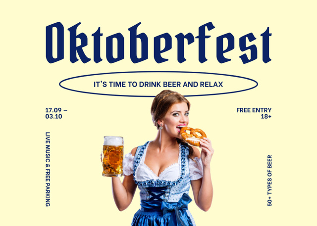 Platilla de diseño Oktoberfest Exciting Vibrant Festivity Alert Flyer 5x7in Horizontal