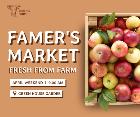 Selling Farm Apples at Market Facebook Design Template