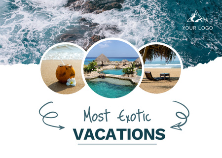 Exotic Vacations Offer With Ocean View Postcard 5x7in Šablona návrhu