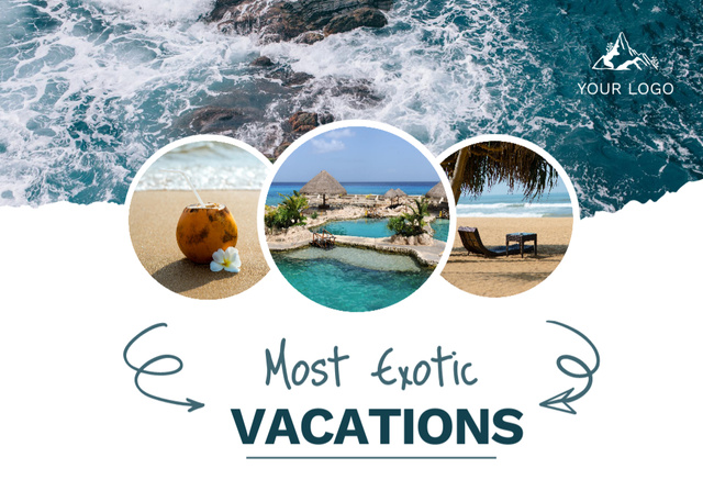 Exotic Vacations Offer With Ocean View Postcard 5x7in Design Template