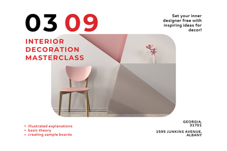 Plantilla de diseño de Taller de dominio del diseño de interiores en septiembre Poster 24x36in Horizontal 