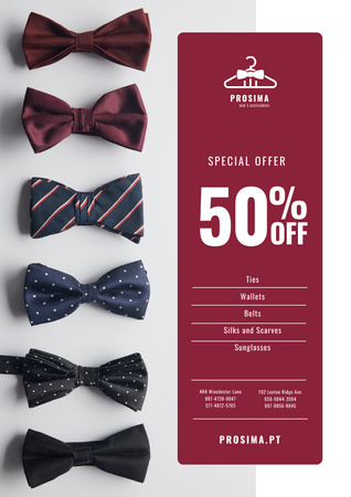 Venda de acessórios masculinos com gravatas-borboleta em linha Poster Modelo de Design