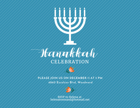 Hanukkah Celebration Invitation Menorah on Blue Flyer 8.5x11in Horizontal Modelo de Design
