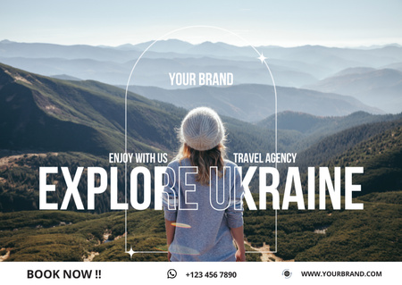Ontwerpsjabloon van Card van Tour naar Oekraïne door reisbureau