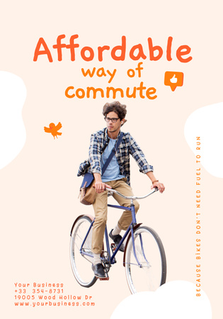 kişisel bisikletteki yakışıklı adam Poster 28x40in Tasarım Şablonu