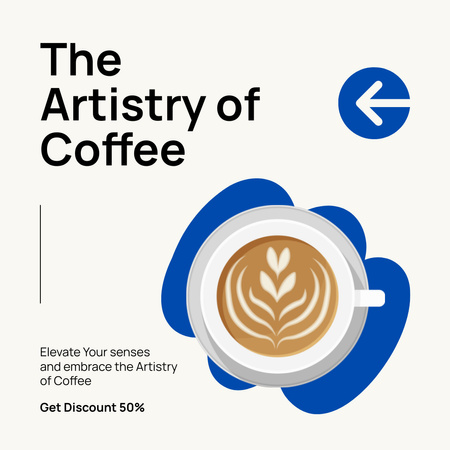Ontwerpsjabloon van Instagram AD van Koffieroomkunst met korting in de koffieshop