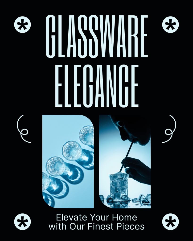 Amazing Glass Drinkware Set Offer Instagram Post Vertical Modelo de Design