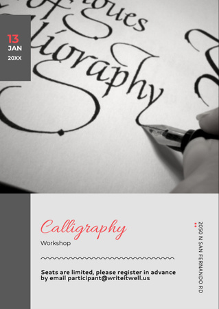 Calligraphy Workshop Announcement with Decorative Letters Flyer A6 Design Template