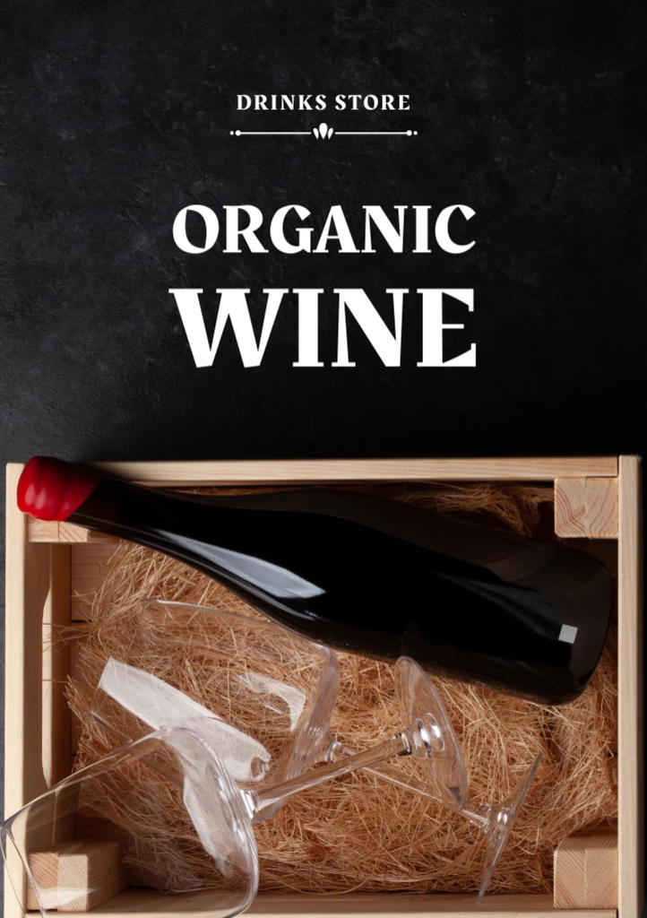 Organic Wine Sale on Black Friday Postcard A5 Vertical Design Template