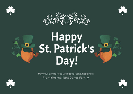 Happy St. Patrick's Day Greeting with Red Bearded Man Card Design Template