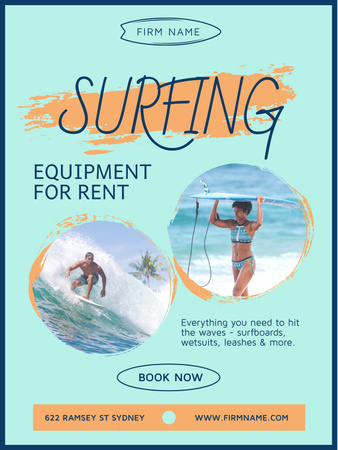 Surfing Equipment Offer Poster US – шаблон для дизайна