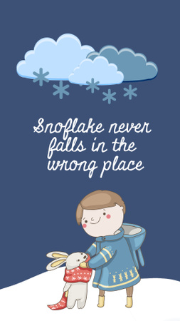Cute Phrase with Boy and Rabbit Instagram Story Design Template