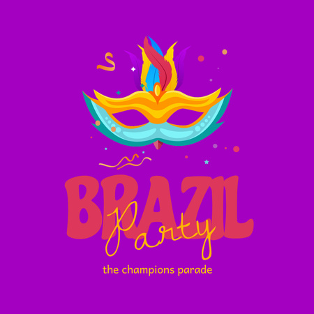 бразильское карнавальное объявление с яркой маской Instagram – шаблон для дизайна