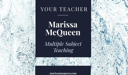 Teacher Services Ad with Marble Texture in Blue Business card Design Template