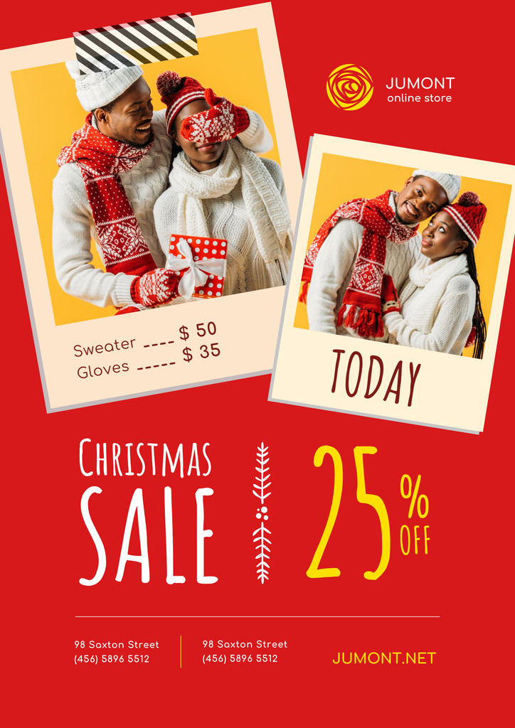 Christmas Sale in Online Clothing Store - Poster Poster Tasarım Şablonu