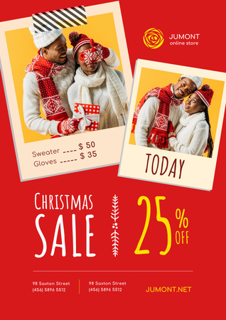 Ontwerpsjabloon van Poster van Kerstuitverkoop in online kledingwinkel - Poster