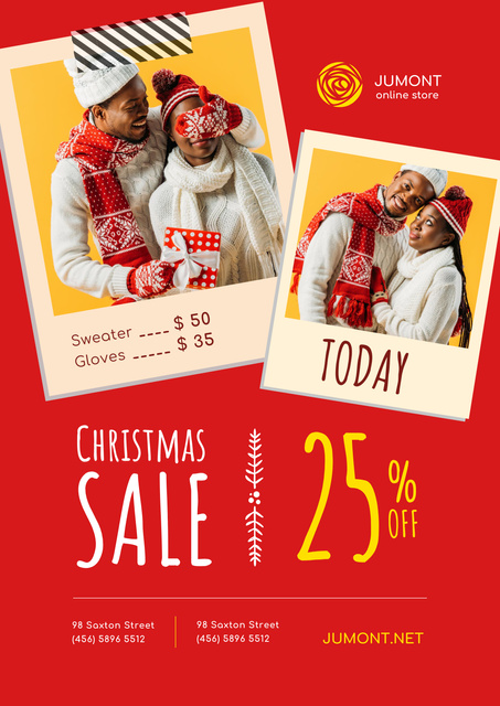 Christmas Sale in Online Clothing Store - Poster Poster Šablona návrhu
